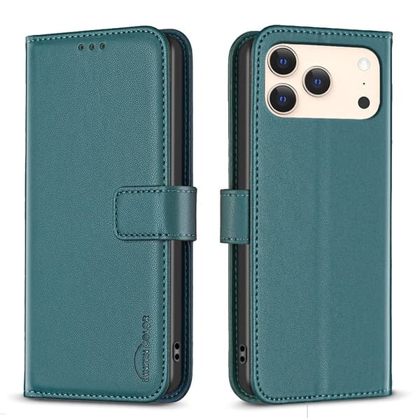 BINFEN COLOR Telefonlommebokdeksel til iPhone 18 Pro / 17 Pro Green