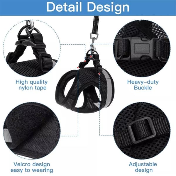 Reflekterende hundesele til små mellemstore hunde - Sort/XL Black