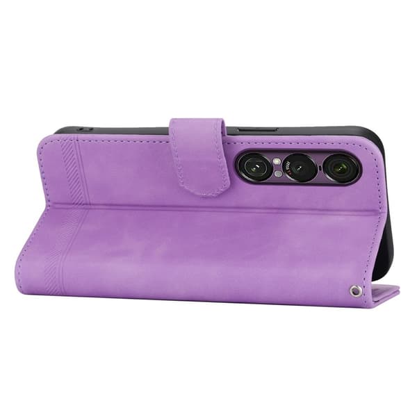 DIERFENG For Sony Xperia 1 VII Wallet Case with Stand and Wrist Strap Purple