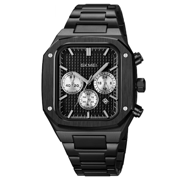 SKMEI Clock Business Quartz Watch Square Fashion Rannekello Luminous - Musta Black