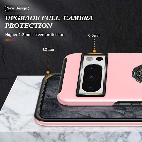 Till Pixel 8 Pro Hybrid skal med Finger Ring - Rosa Rosa