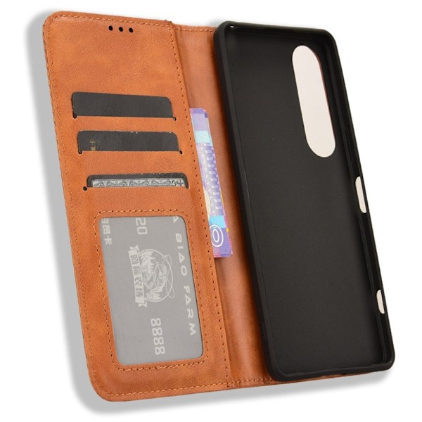 Wallet Stand Flip-telefonetui til Xperia 1 VI Brown