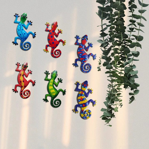 Gecko Ödla Väggdekor Trädgård prydnad 13x22cm - LjusBlå Blå