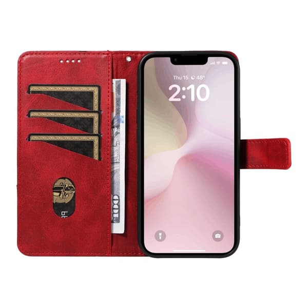Lommebokdeksel til iPhone 17e / 16e – Geometrisk Linje Red