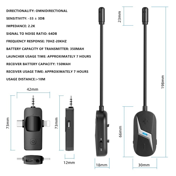 Noise reduction 2.4G wireless microphone with detachable headband Black