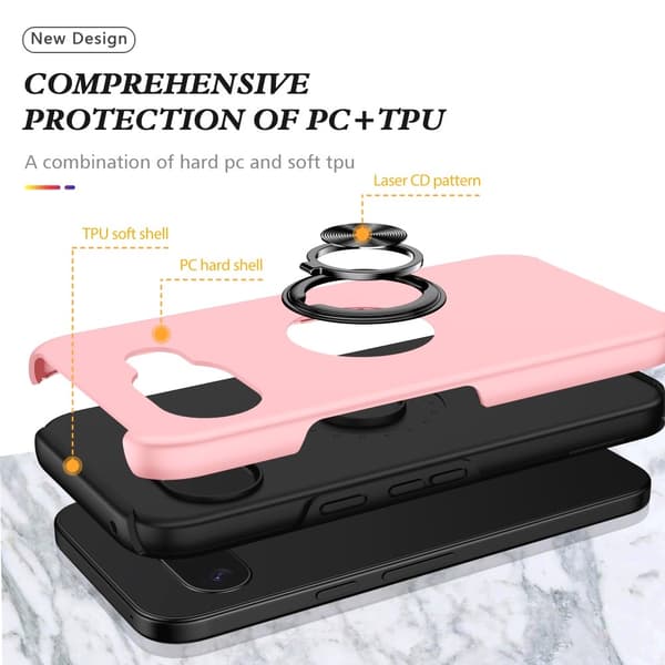 Till Google Pixel 9A Hybrid skal med Finger Ring Rosa