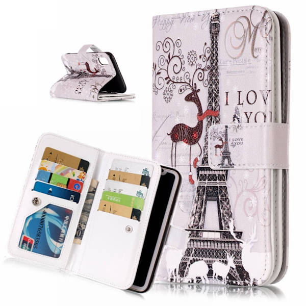 Lompakkokotelo with 9 Card Slots - iPhone XS Max - Eiffel Tower