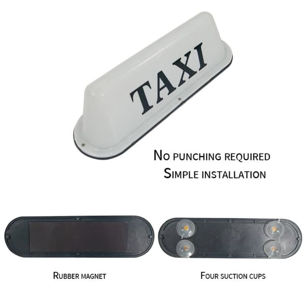 12V Universal Taksi Taklampe PP Tak LED Lampe - Hvit / Gummimagnet White