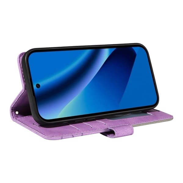 Til Google Pixel 10a Lommebokdeksel med Stativ Tofarget Design - Lilla Purple