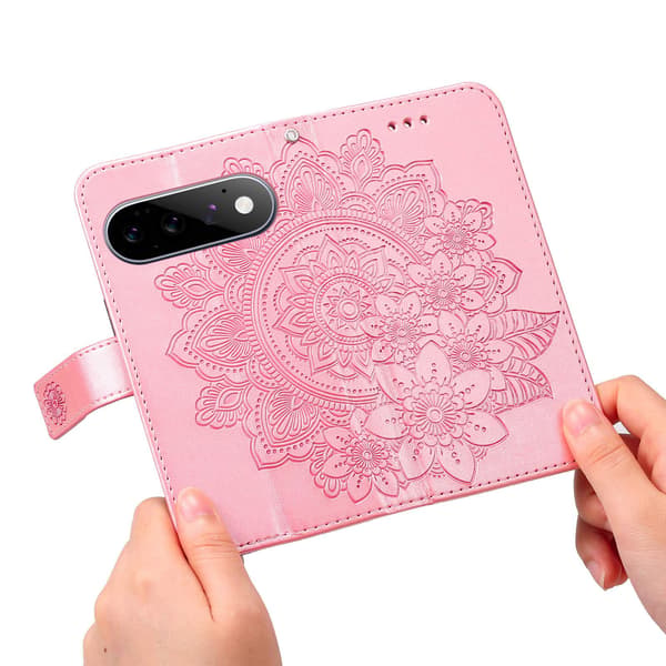 Kukkakuvioinen puhelimen lompakkokotelo Google Pixel 11 Pro ja Google Pixel 11 Pink