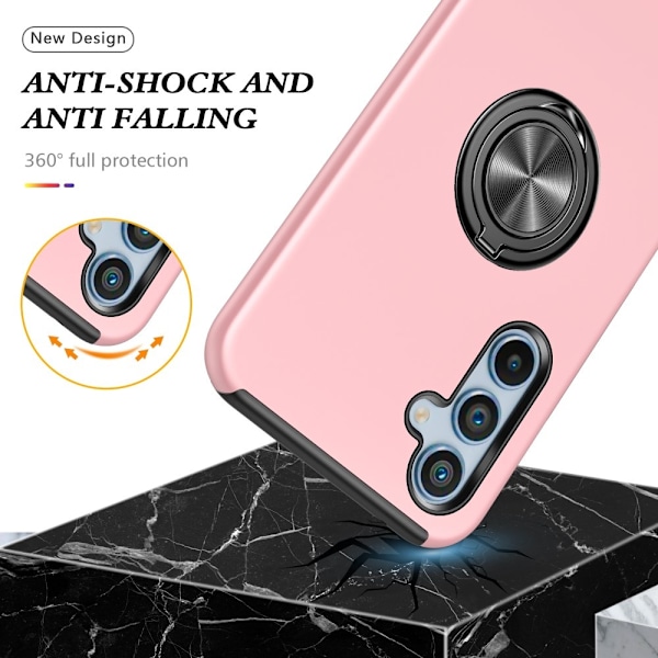 Samsung Galaxy S25 / S24 Fingerring Kickstand Hybrid Taske Pink