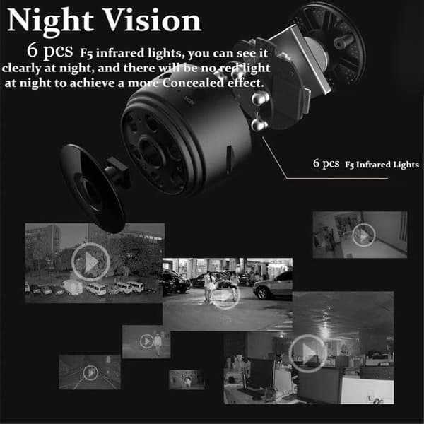 WiFi-kamera 1080P HD Magnetisk Overvåkingsspy uten Nattsyn Black