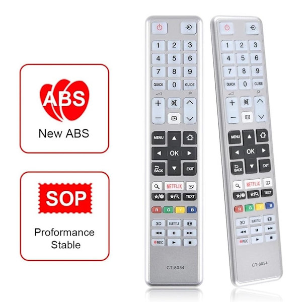 Fjernkontrollerstatning for CT-8054 For Toshiba TV Silver