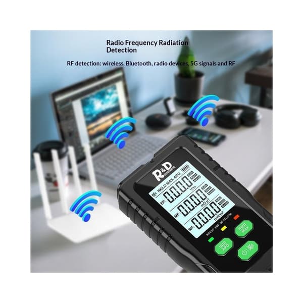 EMF-detektor 3-i-1 elektrisk magnetisk RF-strålingsmåler EF MF-frekvenstester Black