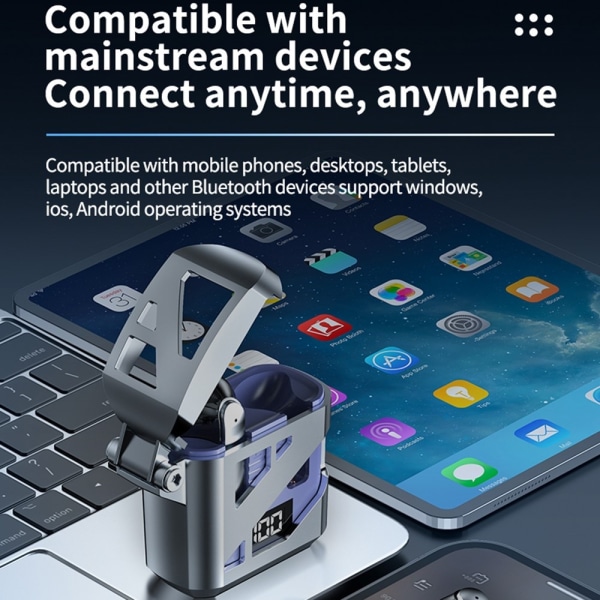 Cool Mecha Style In-Ear Bluetooth-kuulokkeet langattomat kuulokkeet - Sininen Blue