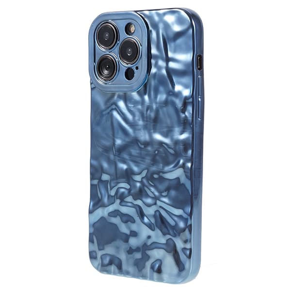 TPU-etui for iPhone 15 Pro med elektroplettering, rynket og ujevn overflate Blue