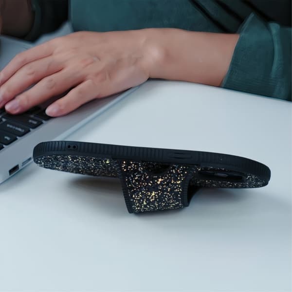 TPU-etui for iPhone 15 i tøffel-stil med kickstand og anti-fallbeskyttelse Black