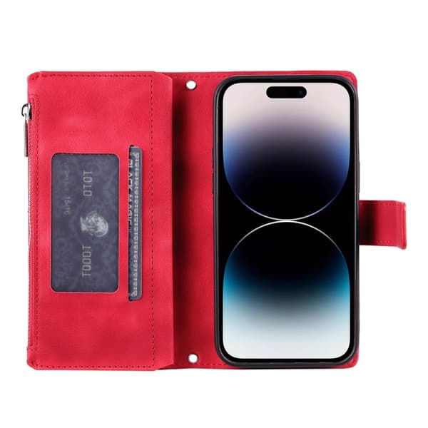 Pungetui kompatibelt med iPhone 17 Pro cover etui mandala blomstermønster Red