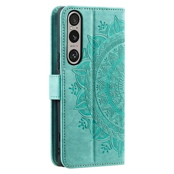 Til Sony Xperia 1 VII tegnebogscover Cover Shell Mandala Blomstermønster Green