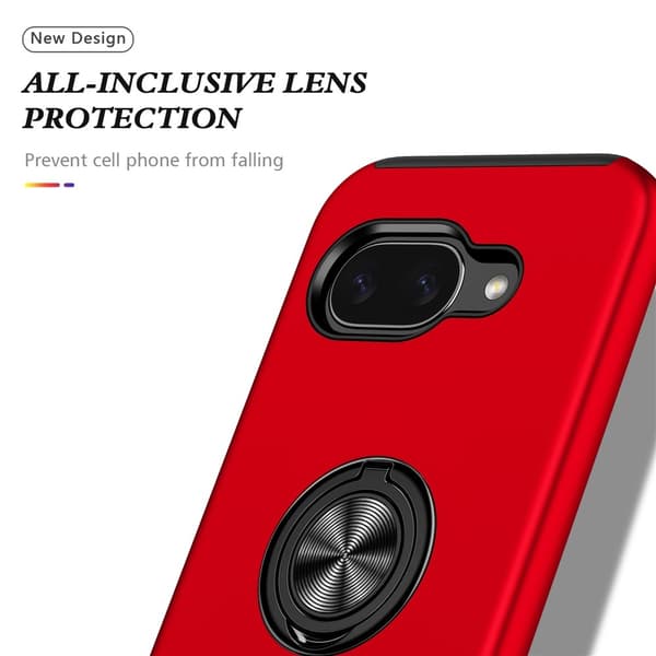 Til Pixel 10a Deksel Hybriddeksel med Finger Ring Red