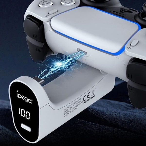 IPEGA til Sony PlayStation 5 Game Controller 2000mAh ekstern batteripakke White