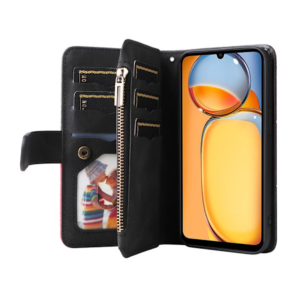 KT Wallet Case til Xiaomi Redmi 13C - Sort - Rød Black