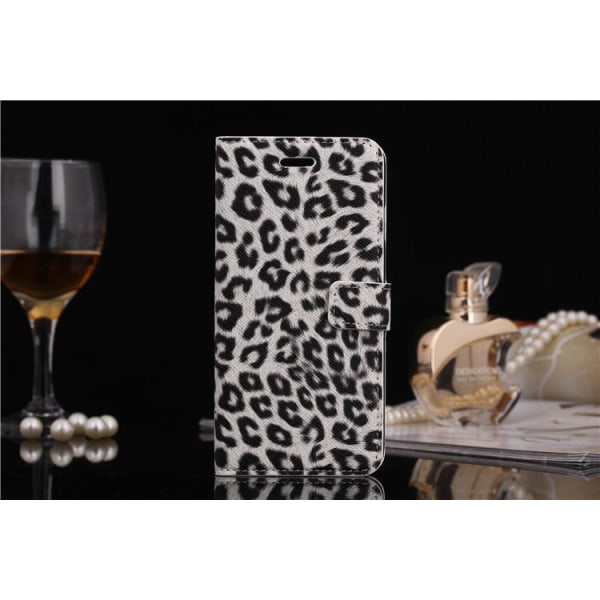 Iphone 6 Plus 5,5" Pung etui / Etui Leopard White