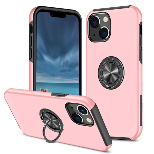 iPhone 14 Fingerring Kickstand Hybrid Taske - Lyserød Pink