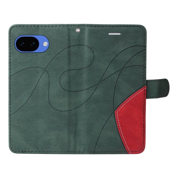 Til Google Pixel 10a Lommebokdeksel med Stativ Tofarget Design - Grønn Green