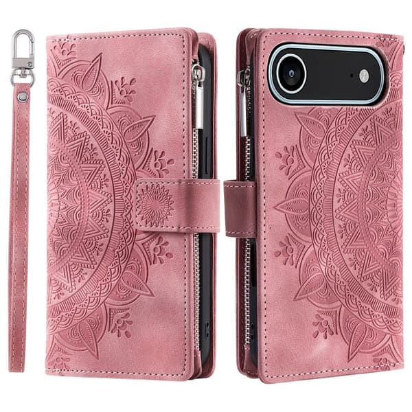 Pungetui kompatibelt med iPhone Air cover etui mandala blomstermønster Pink