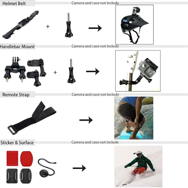 54-i-1 tillbehör för GoPro Hero 12 11 10 9 Massor av bra grejer Svart