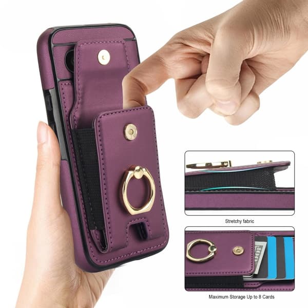 Google Pixel 8a Kickstand Case Puhelimen Suojakotelo Korttipaikoilla Purple