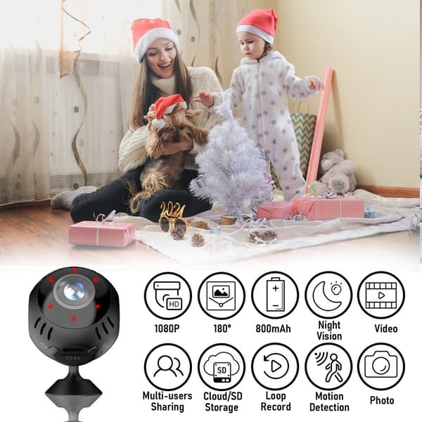 Intelligent WiFi-kamera Sanntidsavspilling Panoramic View Overvåkingskamera Black