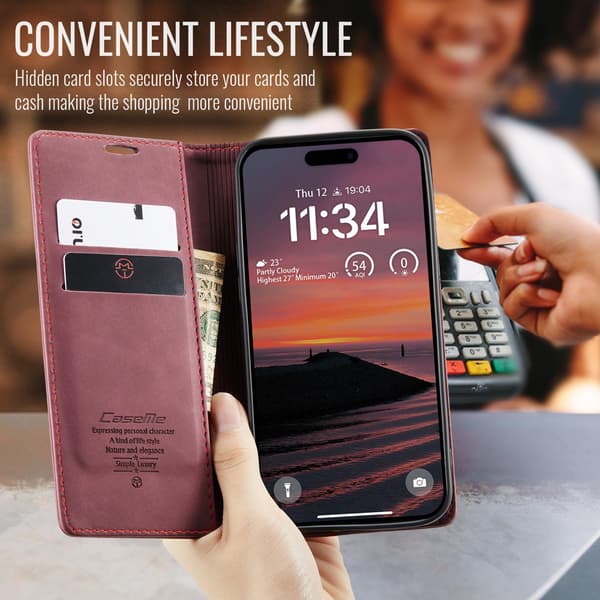 CASEME Retro lompakkokotelo iPhone 17 Pro Red