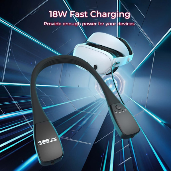 PowerBank för Meta Pico HTC VR Headset Snabbladdare 10000mAh Svart