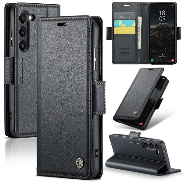 CASEME Retro Lompakkokotelo Samsung Galaxy S25 Black