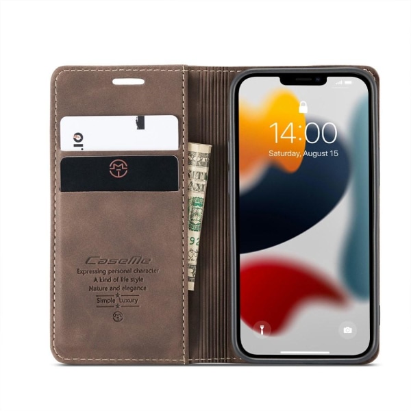 CASEME Retro tegnebog taske til iPhone 13 - Kaffe Dark brown