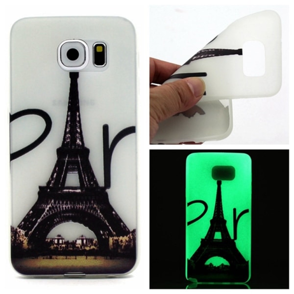 Samsung Galaxy S7 Edge Skal Glow in the dark - Eiffel Tower Purple