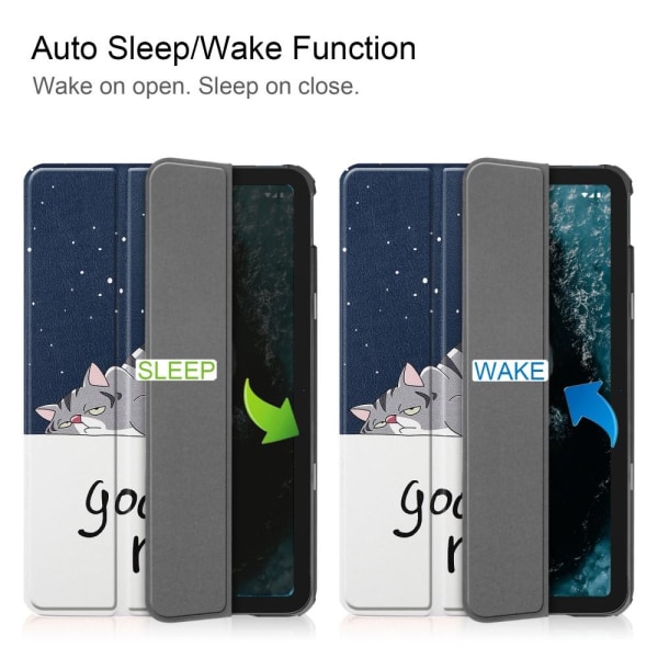 Tablet Stand Slim Fit Cover For Nokia T20  - Cat Multicolor
