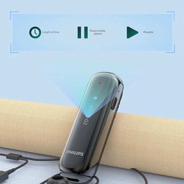 PHILIPS 64 GB digital stemmeopptaker med oversettelse og HD-støyreduksjon White
