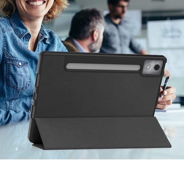 Til Lenovo Idea Tab Pro Case Tri-Fold Stand Cover med Pen Holder - Sort Black