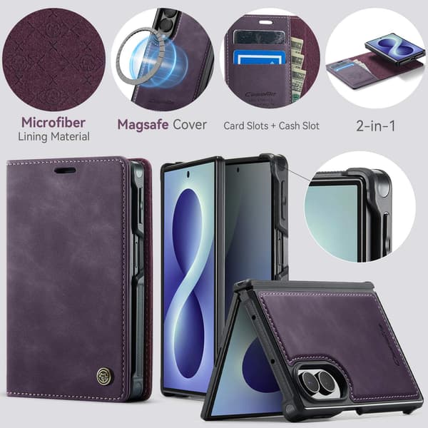CASEME Magnetiskt plånboksfodral till Samsung Galaxy Z Fold8 Lila