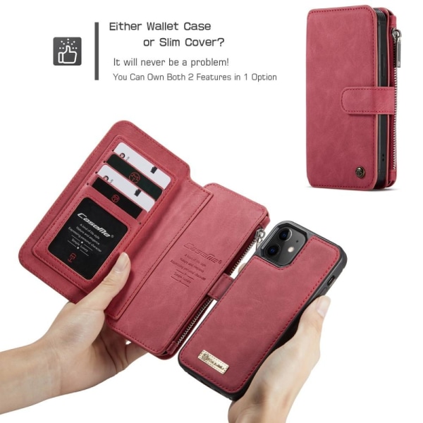 CASEME Pung Læder Telefon Taske iPhone 12 Mini - Rød Red