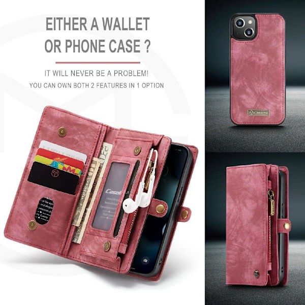 CASEME iPhone 13 Mini 2-in-1 Wallet Phone Shell - Red Red