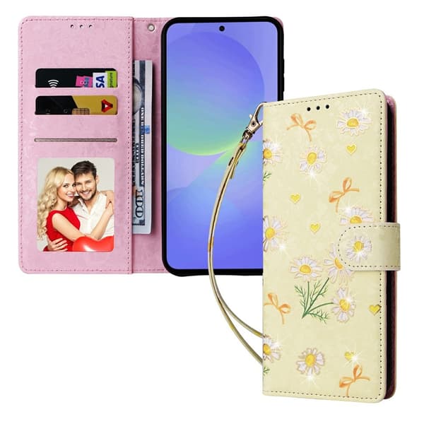 Til Samsung Galaxy A37 5G blomsterdeksel Yellow