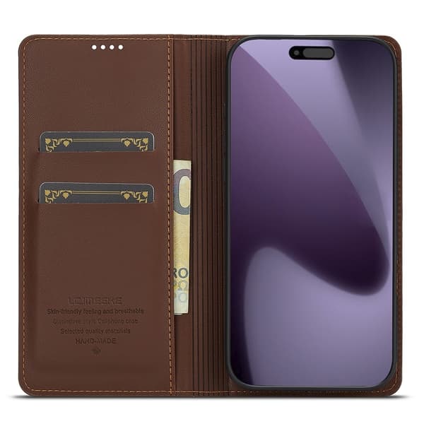 LC.IMEEKE Telefonlommebokdeksel med støtteben til iPhone 18 Pro / 17 Pro Brown