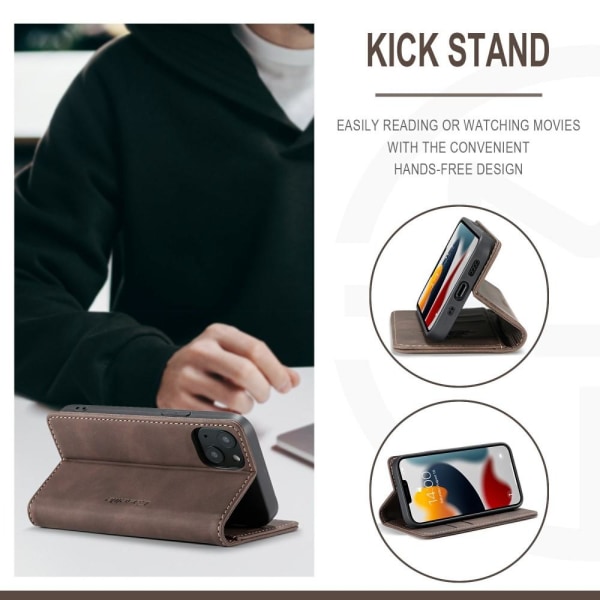 CASEME Retro Lommebok Etui for iPhone 13 - Kaffe Dark brown
