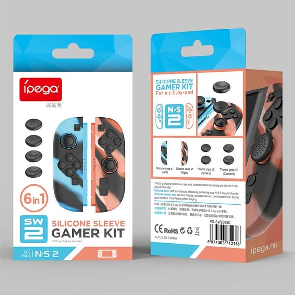 1 par kompatibel med Nintendo Switch 2 etuier med 4 hætter sort blå sort rød Blue