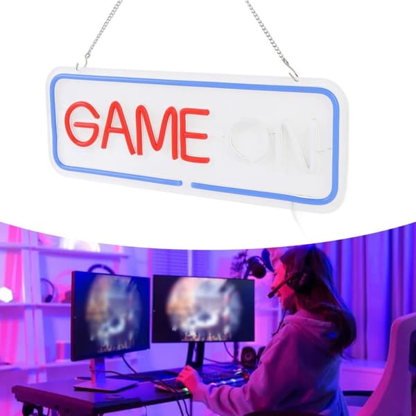 Romdekorasjon Gaming LED Neonlys Veggdekorasjon Spillrom Atmosfære Lampe White