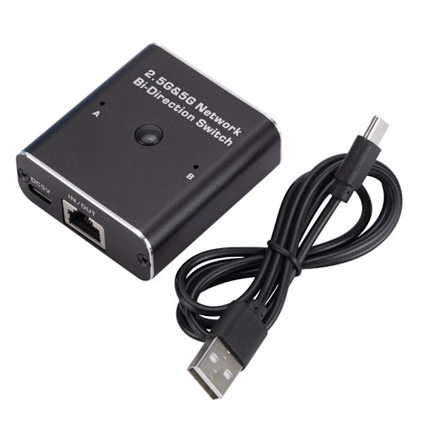 W7 2.4G + 5G RJ45 Ethernet-sovitin Verkkokytkin USB-C Black